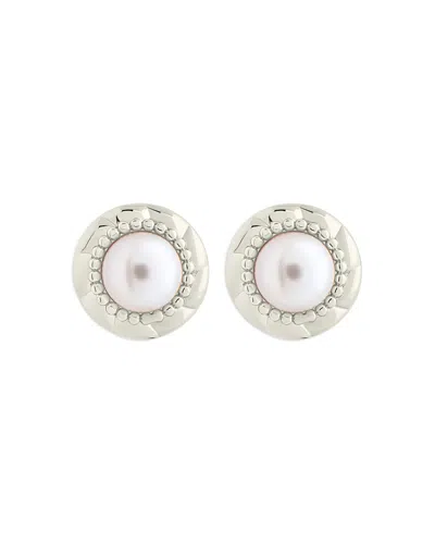Sterling Forever Eudora Imitation Pearl Stud Earrings In Silver