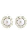 Sterling Forever Eudora Pearl Button Stud Earrings