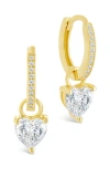 Sterling Forever Eugenia Heart Drop Huggie Hoop Earrings In Gold