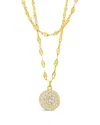 Sterling Forever 14k Plated Cz Eva Layered Necklace In Gold