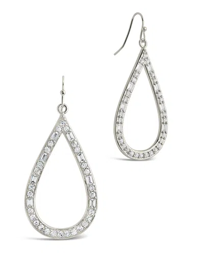Sterling Forever Cz Evangeline Hoops In Silver