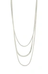 Sterling Forever Everly Herringbone Chain Layered Necklace In Gray