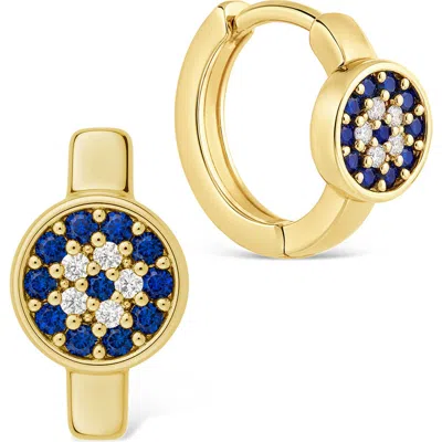 Sterling Forever Evil Eye Cubic Zirconia Huggie Hoop Earrings In Gold