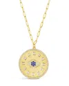 Sterling Forever Evil Eye Cz Sun Dial Coin Pendant Necklace In Gold