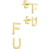 Sterling Forever F U Stud Earrings In Gold