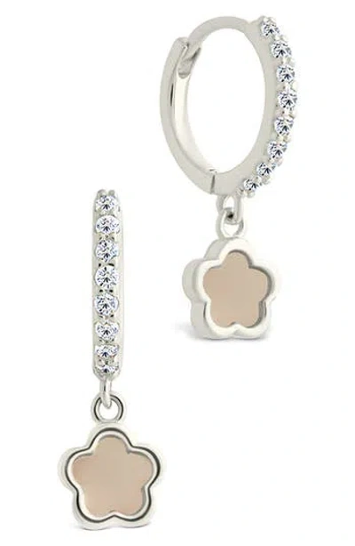 Sterling Forever Faelina Cubic Zirconia & Star Drop Hoop Earrings In Silver