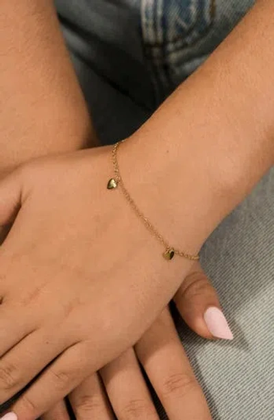 Sterling Forever Farrah Flat Heart Station Chain Bracelet In Gold