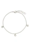 Sterling Forever Farrah Flat Heart Station Chain Bracelet In Silver