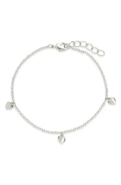 Sterling Forever Farrah Flat Heart Station Chain Bracelet In Silver