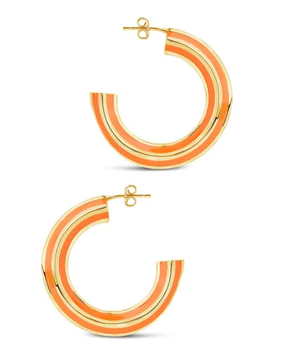 Sterling Forever Faven Enamel Hoop Earrings In Gold