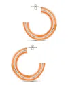 Sterling Forever Faven Enamel Hoop Earrings In Silver