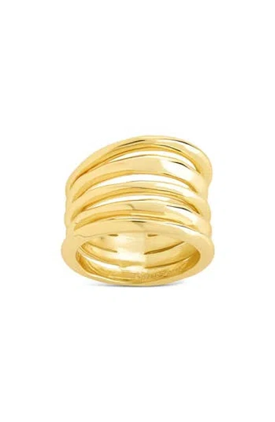 Sterling Forever Faye Textured Layered Band Ring In Gold