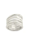 Sterling Forever Faye Textured Layered Band Ring In Silver