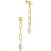 Sterling Forever Fayelynn Mother Of Pearl Chain Drop Earrings In Gold