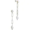 Sterling Forever Fayelynn Cultured Pearl Chain Drop Earrings In Silver