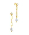 Sterling Forever Fayelynn Mother Of Pearl Chain Drop Earrings In Gold