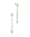 Sterling Forever Fayelynn Mother Of Pearl Chain Drop Earrings In Silver