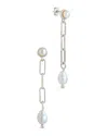 Sterling Forever Fayelynn Mother Of Pearl Chain Drop Earrings In Silver