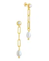 Sterling Forever Fayelynn Mother Of Pearl Chain Drop Earrings In Gold