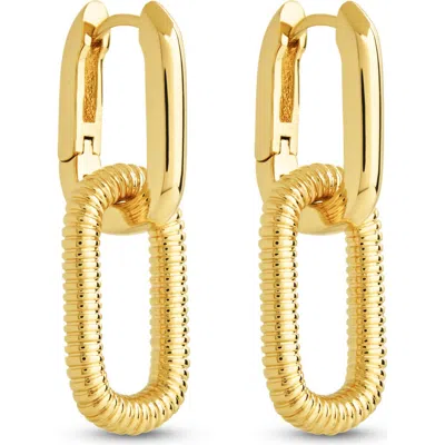 Sterling Forever Felicity Textured Chain Link Drop Earrings In Gold