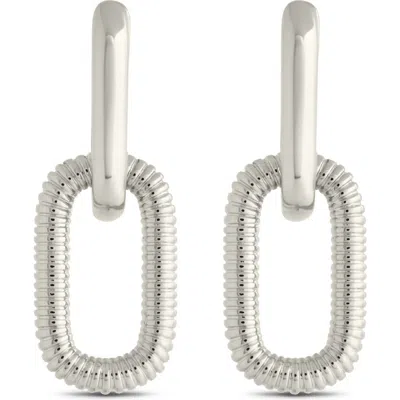 Sterling Forever Felicity Textured Chain Link Drop Earrings In Silver