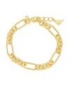 Sterling Forever Tegan Textured Long Link Bracelet In Gold