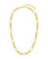 Sterling Forever 14k Plated Tegan Textured Long Link Necklace In Gold