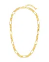 Sterling Forever 14k Plated Tegan Textured Long Link Necklace In Gold