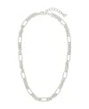 Sterling Forever Tegan Textured Long Link Necklace In Silver