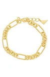 Sterling Forever Fianna Mixed Link Chain Bracelet In Gold