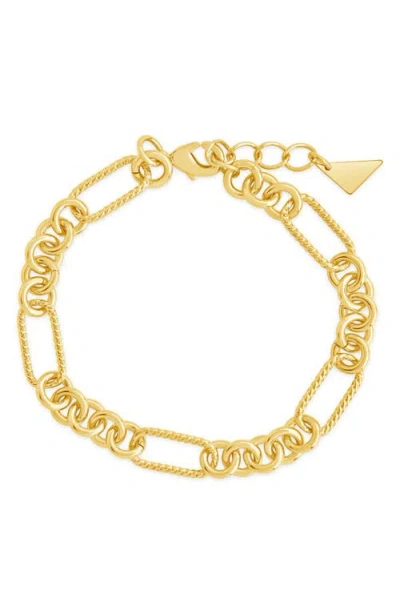 Sterling Forever Fianna Mixed Link Chain Bracelet In Gold