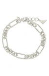 Sterling Forever Rhodium Plated Fianna Mixed Chain Link Bracelet In Silver
