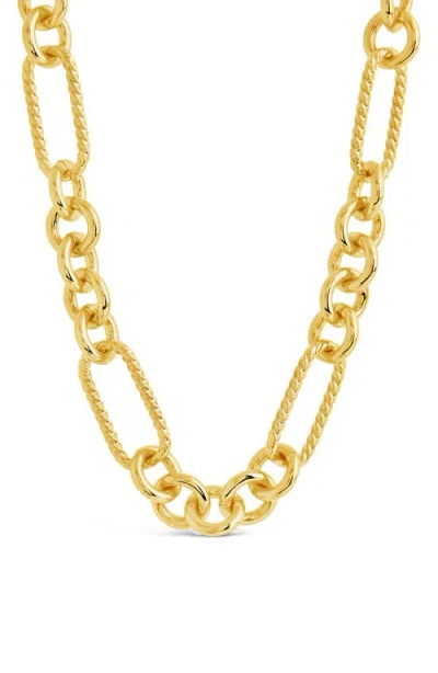 Sterling Forever Fianna Mixed Link Chain Necklace In Gold
