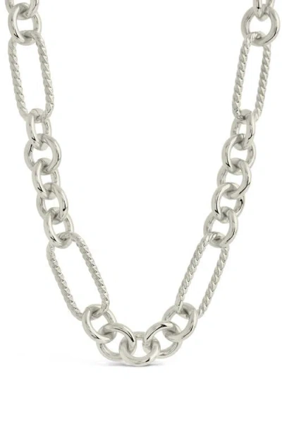Sterling Forever Fianna Mixed Link Chain Necklace In Silver