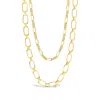 STERLING FOREVER FIGARO & SQUARE LINK LAYERED CHAIN NECKLACE
