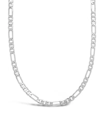 Sterling Forever Sterling Silver Figaro Chain Necklace In Metallic