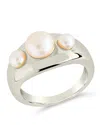 Sterling Forever Finlee Studded Mother Of Pearl Statement Ring In Metallic