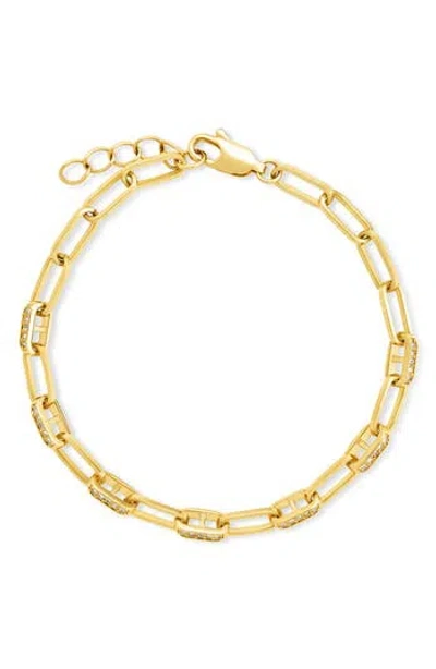 Sterling Forever Fiona Cubic Zirconia Statement Chain Bracelet In Gold