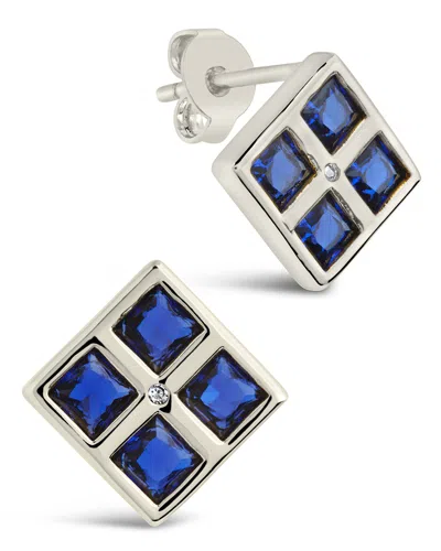 Sterling Forever Fiya Cz Stud Earrings In Silver