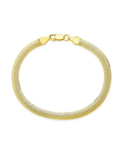 Sterling Forever Flat Snake Chain Bracelet In Gold