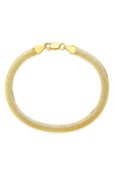 Sterling Forever Flat Snake Chain Bracelet In Gold