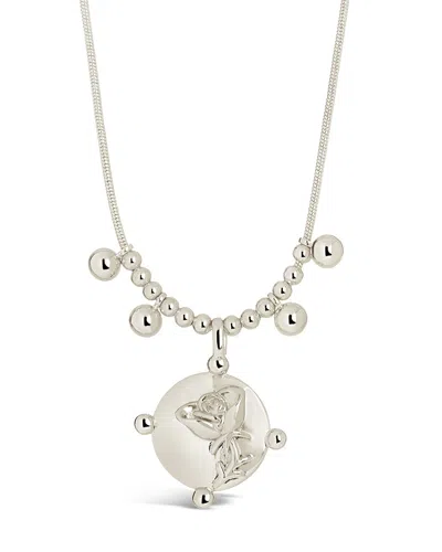 Sterling Forever Fleur Pendant Necklace In Metallic