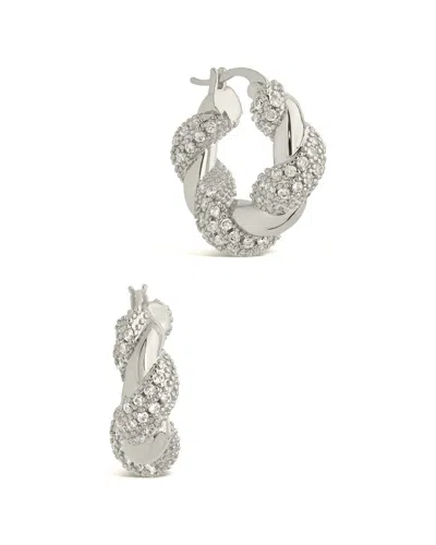 Sterling Forever Florence Hoops In Grey