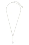 Sterling Forever Florian Freshwater Pearl Lariat Necklace In Silver