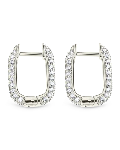 Sterling Forever Francesca Cz Rectangular Hoop Earrings In Metallic