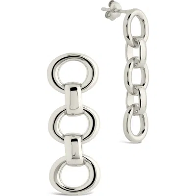 Sterling Forever Frankie Chain Linear Drop Earrings In Silver