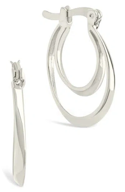 Sterling Forever Frankie Double Hoop Earrings In Silver