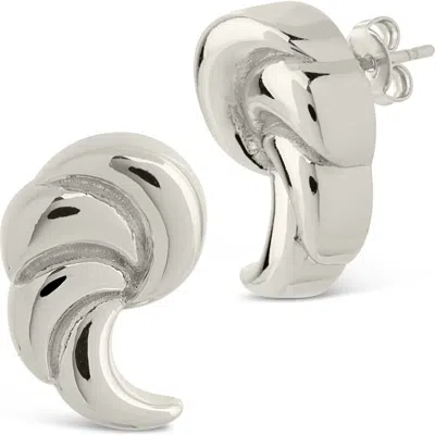 Sterling Forever French Horn Stud Earrings