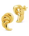 Sterling Forever 14k Plated French Horn Studs In Gold