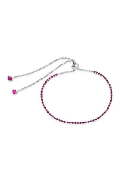 Sterling Forever Fuchsia Cz Slider Bracelet In Rose Gold